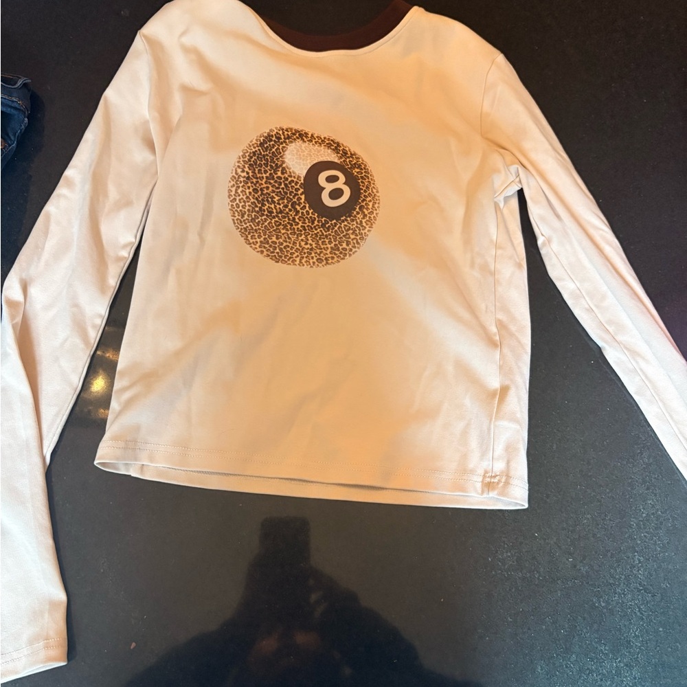 Edikted Cream and Brown 8 Ball Graphic Tee